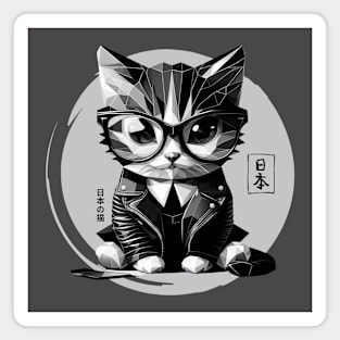 Stylish Cute Cat with Glasses and Suit Magnet